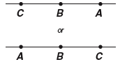 First line with C, B, and A underneath; second line with A, B, and C underneath