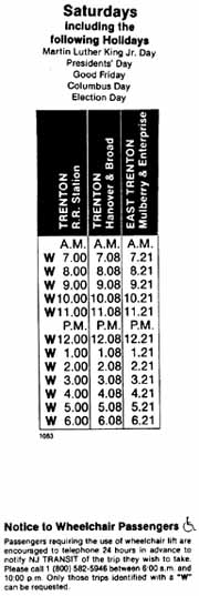 Saturday Schedule