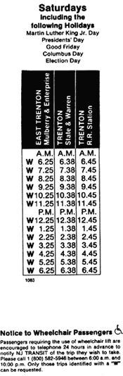 Saturday Schedule