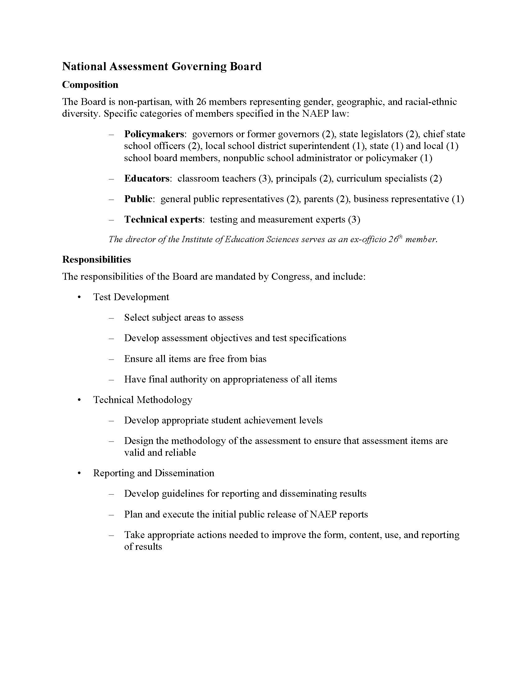 Board Composition and Responsibilities Overview