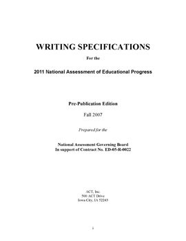 2011 Writing Specifications